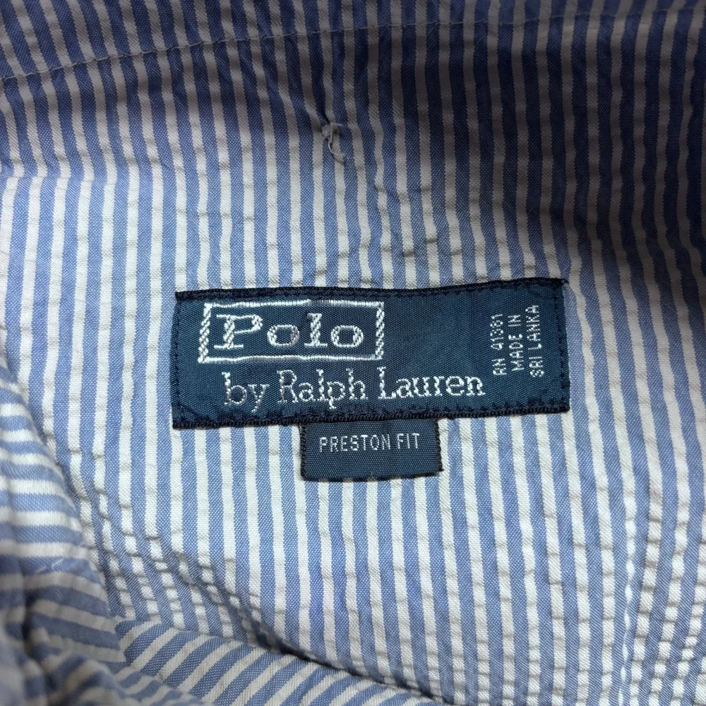 Polo Ralph Lauren Preston Fit Seersucker Pants Mens 40x30 Blue White Striped